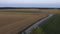 Countryside aerial drone view on the evening