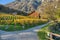 Countryside autumn landscape with vineyards in Swiss Alps. Switzerland, Europe