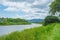 Countryside beautiful landscape of river mountain blue sky and cloud