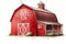 Countryside Charm, Vintage Red Barn Watercolor Illustration, Isolated on White Background - Generative AI