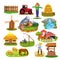 Countryside icons and clip arts isolated on a white background