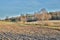 Countryside landscape of arable land in autumn with selective focus