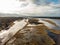 Countryside landscape areal drone photography view of river Lielupe