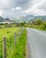 Countryside landscape view of England along road