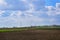 Countryside landscape with windmills