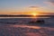 Countryside landscaped, sunrise at farmland in winter