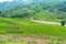 Countryside mountain landscape with rice terraces and villages