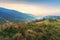 Countryside in mountains at dawn