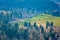 Countryside, Mountains, Green Grass Field and house in Switzerland