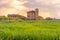 Countryside panorama at sunset in Turin on a summer day