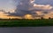 Countryside panorama at sunset in Turin on a summer day