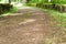 Countryside pathway between stone fences