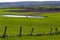 Countryside Pond Fence Field Cultivation