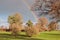 Countryside rainbow over the landscape of England.