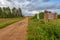 The countryside road in Swedish Norrbotten in approach of Kitkiojarvi village and Finish border