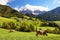 Countryside view of the Funes valley, Bolzano, Italy.