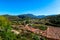 Countryside view with houses from Frias village Castile and Leon, Spain