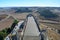 Countryside and vineyards, view from the top of the cliff, Castle of Penafiel, Valladolid, Spain. Medieval Castle