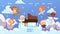 Coupidone kids play perfect music vector illustration. Boy and girl character play piano, harp, tambourine, trumpet and