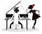 Couple African musicians, singer woman and pianist man isolated illustration.