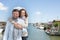 couple in andernos oysters port in Bassin darcachon