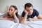 Couple after arguing and fight lying in bed