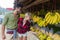 Couple Asian Fruits Street Market Buying Fresh Food, Young Man And Woman Tourists Exotic Vacation