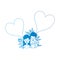 Couple avatar with hearts speech bubbles