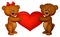Couple baby bear holding red heart