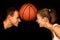 Couple and backetball