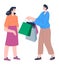 Couple with bags shopping in mall or market vector