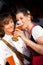 Couple in Bavarian Tracht drinking wheat beer