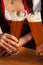 Couple in Bavarian Tracht drinking wheat beer