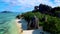 Couple on the beach of Anse Source D\'Argent the most beautiful beach of Seychelles. La Digue Island