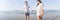 Couple On Beach Summer Vacation, Beautiful Young Happy People In Love Walking, Man Woman Smile Holding Hands