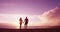 Couple at beach sunset romantic holding hands on beach