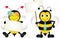 Couple bees holding blank signboards
