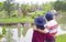 Couple Being Impressed by a Japanese Garden