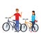 Couple in bicicles