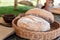 Couple big loaf of bread appetizing fresh rustic base culinary rustic natural food lunch