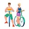 couple biking vector