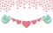 Couple Bird Holding Ribbon Heart Of Love Cartoon - Vector