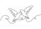 Couple of bird in love. One continuous line drawing, two flying dove birds. Minimalism Pigeon vector illustration, Good for poster