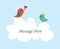 Couple bird message with white cloud