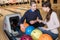 Couple in bowling center