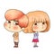 A couple, boy and girl have argue and quarrel. cartoon character art style