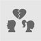 Couple broken heart vector icon.