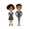 Couple of business woman and business man. Black afroamerican business people flat illustration.