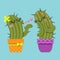 Couple of cactus blowing kiss