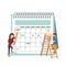 Couple with calendar reminder avatar character